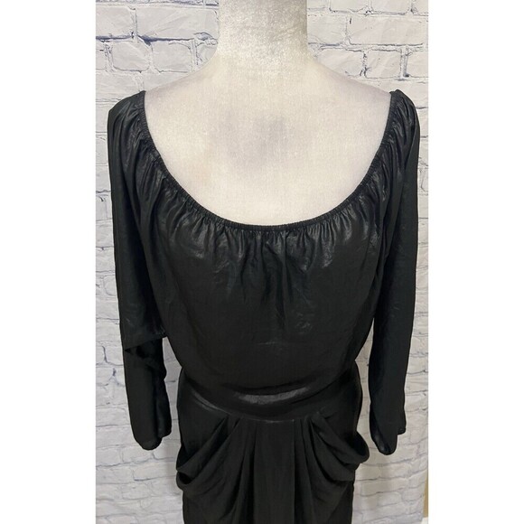 BCBGMAXAZRIA CLADIANA METALLIC BLACK DRESS WITH POCKETS SIZE XXS - Picture 2 of 7